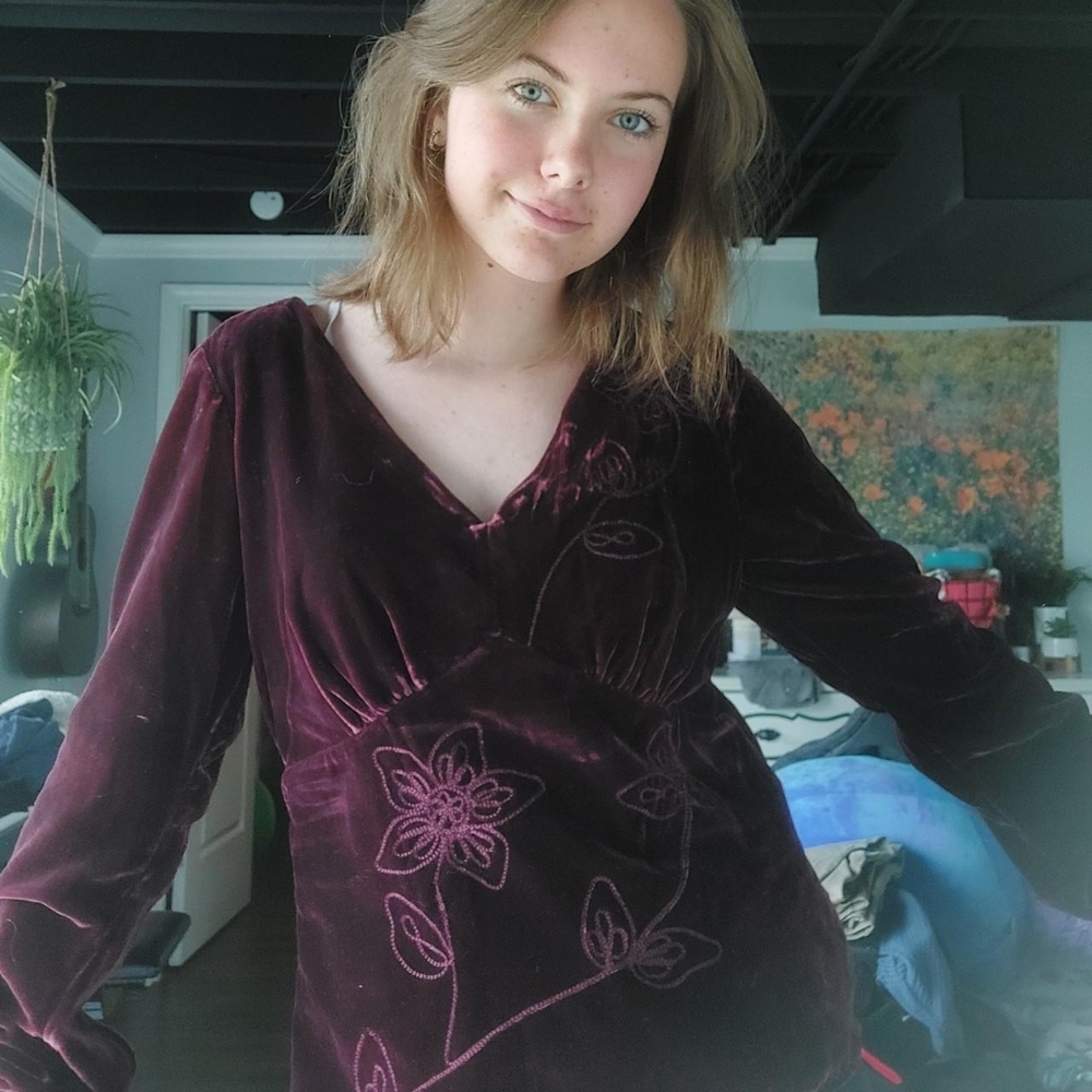 velvet burgundy blouse